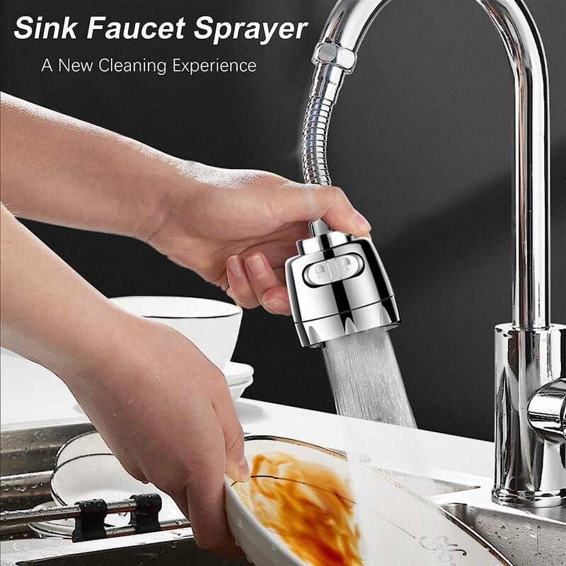 KRIVETY Water Swivel Faucet Head 3 Modes Spray SplashProof 360 Rotatable Spray Head Adapter AntiSplash Tap Booster Shower Water Saving Adjustment for Bathroom Kitchen NOZZELCSPRING - Image 3