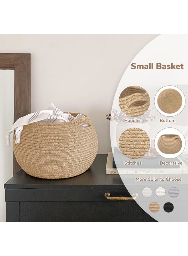 Goodpick Cute Round Cotton Rope Basket - Modern Beige Jute Storage Basket for Bedroom, Living Room, Plant Pot, 8.3" D x 8.3" H - Image 2