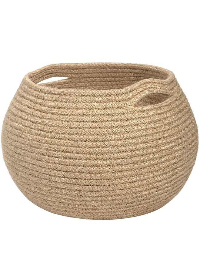 Goodpick Cute Round Cotton Rope Basket - Modern Beige Jute Storage Basket for Bedroom, Living Room, Plant Pot, 8.3" D x 8.3" H - Image 1
