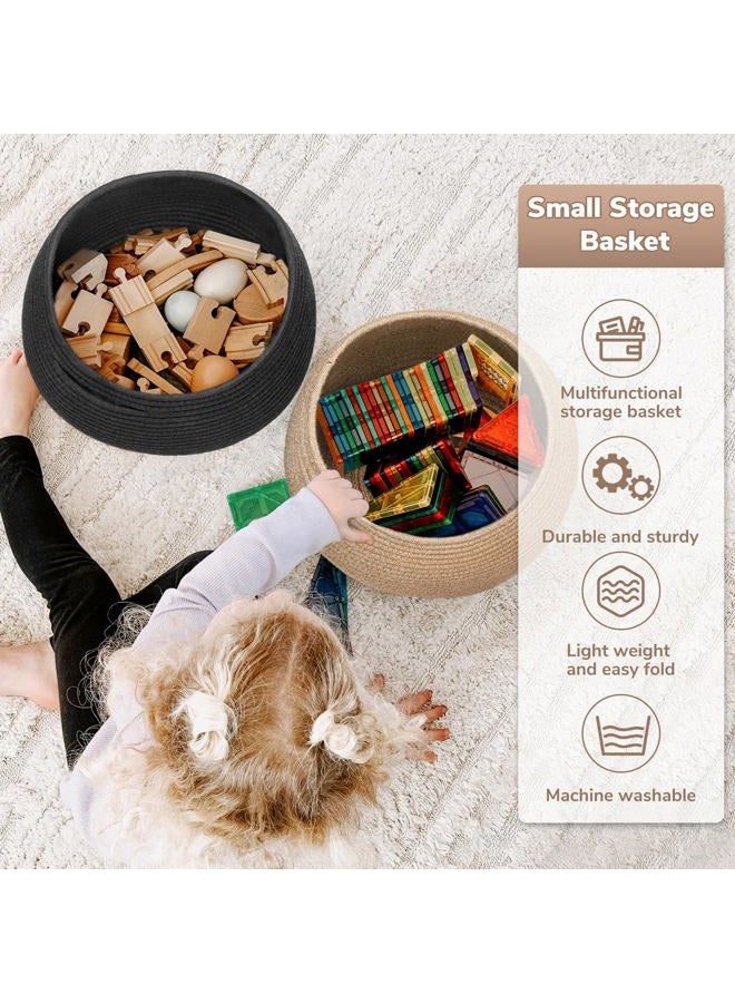 Goodpick Cute Round Cotton Rope Basket - Modern Beige Jute Storage Basket for Bedroom, Living Room, Plant Pot, 8.3" D x 8.3" H - Image 4