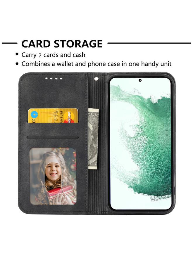 اس-توب جراب لهاتف Samsung Galaxy S22 5G، جراب هاتف جلدي بقفل مغناطيسي من نسيج جلد العجل، شبكي مكعب - Image 4