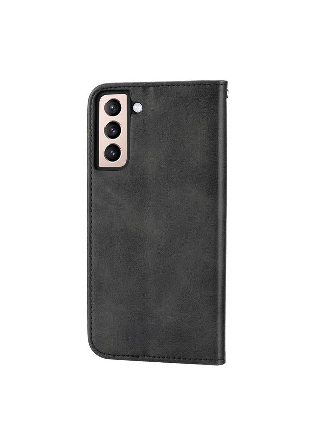 اس-توب جراب لهاتف Samsung Galaxy S22 5G، جراب هاتف جلدي بقفل مغناطيسي من نسيج جلد العجل، شبكي مكعب - Image 3