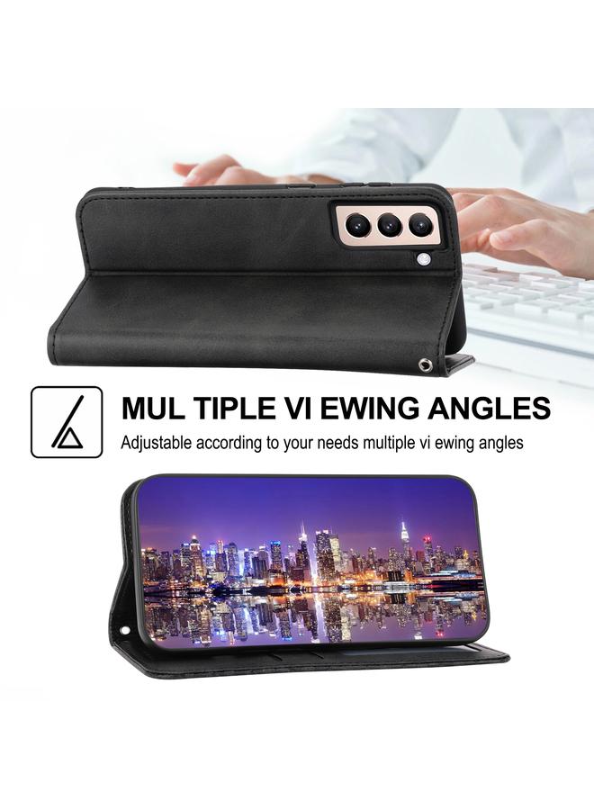 اس-توب جراب لهاتف Samsung Galaxy S22 5G، جراب هاتف جلدي بقفل مغناطيسي من نسيج جلد العجل، شبكي مكعب - Image 5