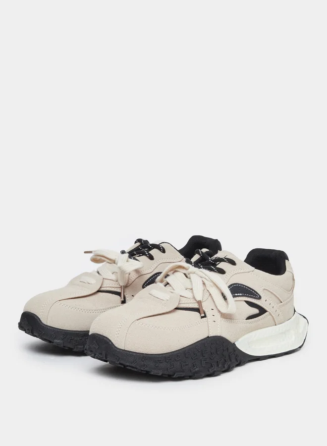 Styli Styli Women Contrast Panel Lace Up Sneakers