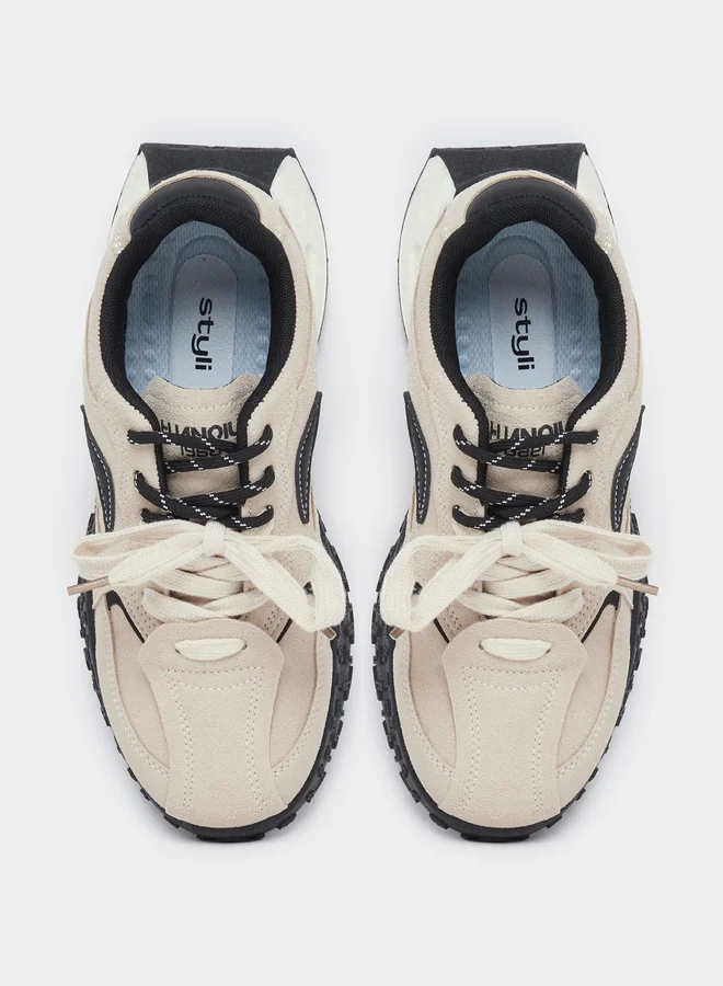 Styli Styli Women Contrast Panel Lace Up Sneakers
