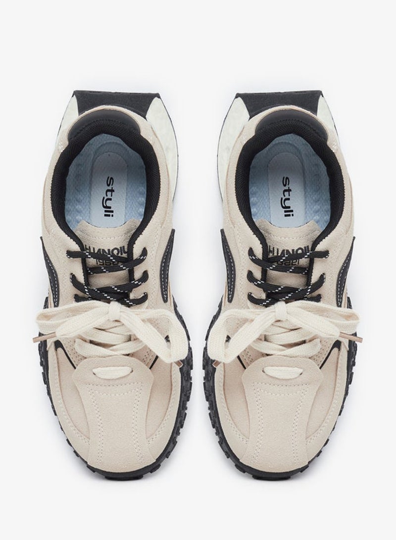 ستايلي اكتيف حذاء رياضي نسائي بأربطة ولوحة متباينة - Image 5