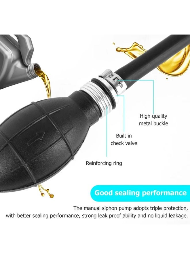 Black Manual Fuel Transfer Pump with Hose for Gasoline Diesel Water - Image 5