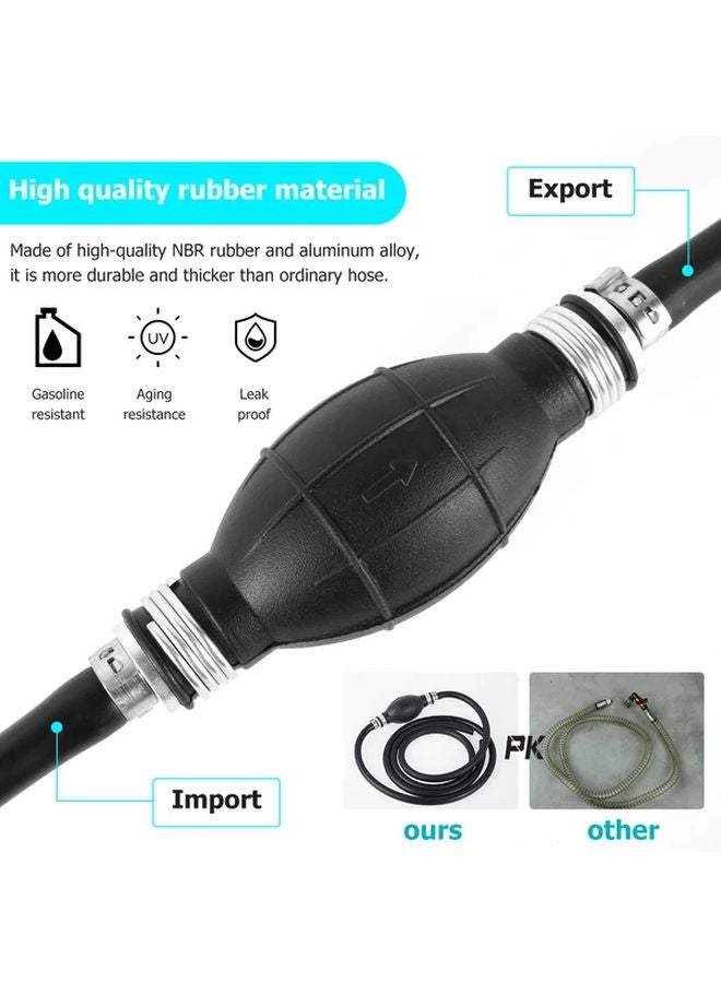 Black Manual Fuel Transfer Pump with Hose for Gasoline Diesel Water - Image 4