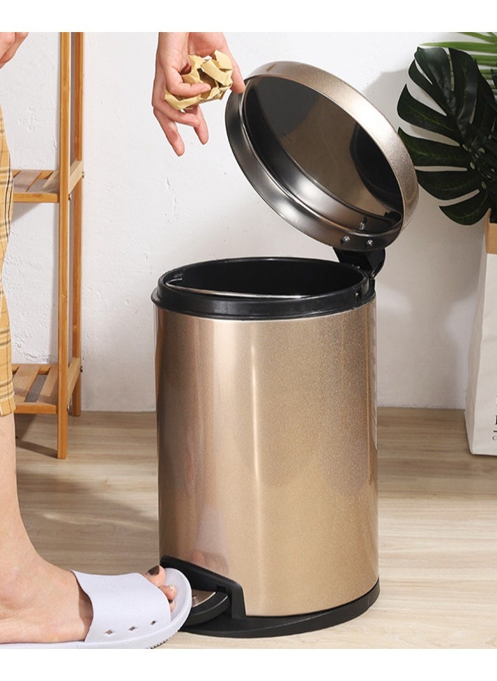 CityRiya-Long Trash Can Stainless Steel Kitchen Step Trash Can 8L Kitchen Waste Bin Garbage Can Step Pedal Bathroom Trash Can with Foot Pedal Slim Wastebasket Trash Bin for Toilet, Office, Bedroom, Bathroom  - Image 1