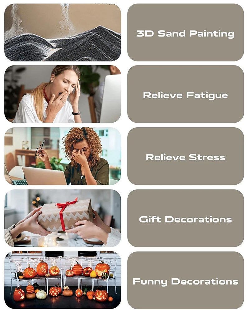 FEBLICH 3D Moving Sand Art Picture Glass Liquid Painting Natural Landscape Showpieces for Home Decor, Antique Gifts for Kids, Office Desktop Decoration, Desk Table Decorative Items (Black) - Image 4