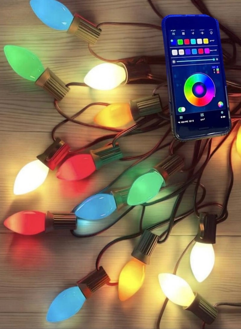 Smart Decorative String Lights – 15 Meters | 20 RGB Bulbs | Remote & App Control - Image 1
