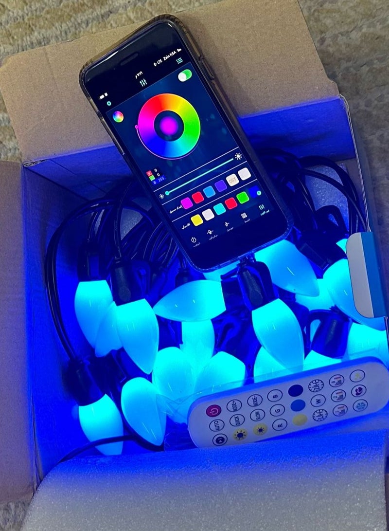 Smart Decorative String Lights – 15 Meters | 20 RGB Bulbs | Remote & App Control - Image 3