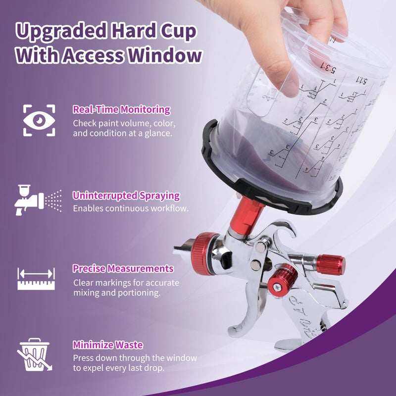 Zeinlenx Disposable Paint Gun Cup, HVLP Paint Sprayer Gun Mixing Cups with Lid (20 Ounce 600ML Pro) - Image 3