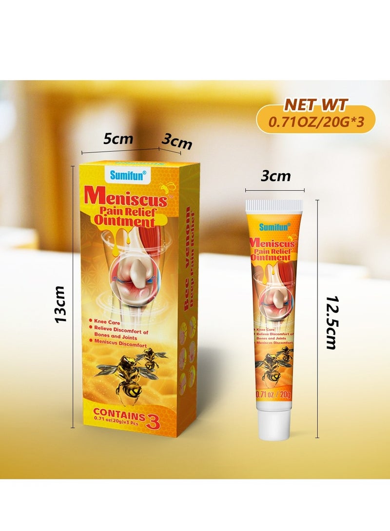 Sumifun 3PCS Meniscys Pain Relief Ointment，Bee Venom Gel, Bee Venom Cream, Propolis Professional Gel Joint Cream, Suitable For Neck, Knee, Shoulder, Waist, Leg - Image 3
