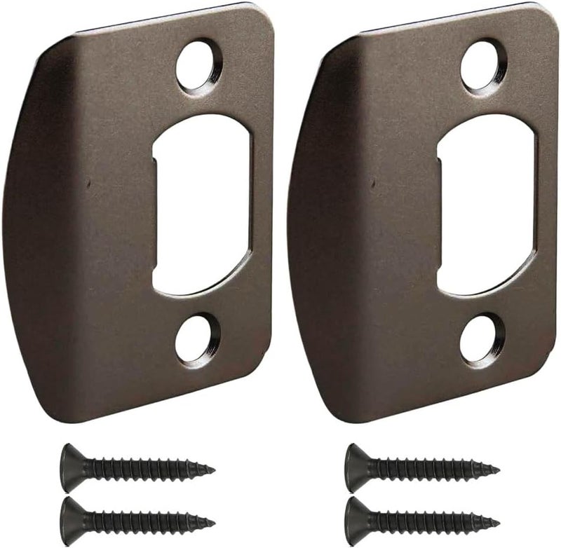 Siwil Door Strike Plate Univeral, 2-1/4 inch x 1-7/16 inch, Round Corner - 2 Pack (Black) - Image 1