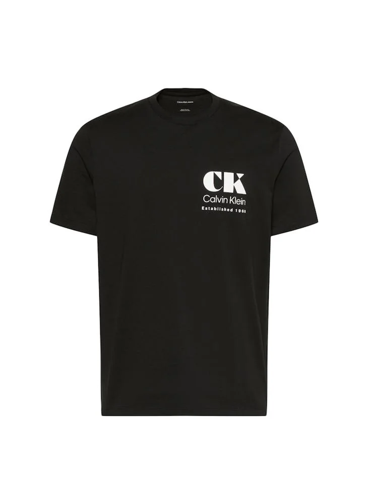 Calvin Klein Jeans Black Logo Graphic Crew Neck T-Shirt for Men | Best Price UAE
