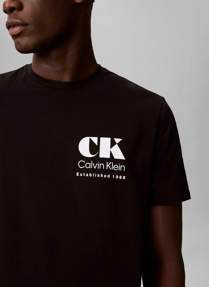 Calvin Klein Jeans Black Logo Graphic Crew Neck T-Shirt for Men | Best Price UAE