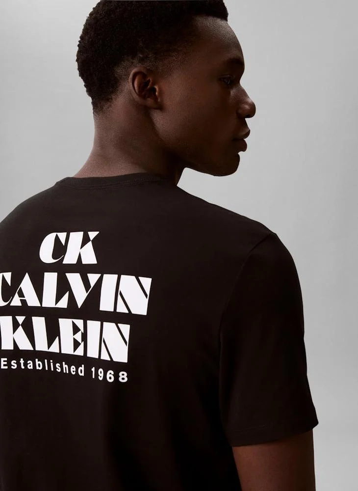 Calvin Klein Jeans Black Logo Graphic Crew Neck T-Shirt for Men | Best Price UAE