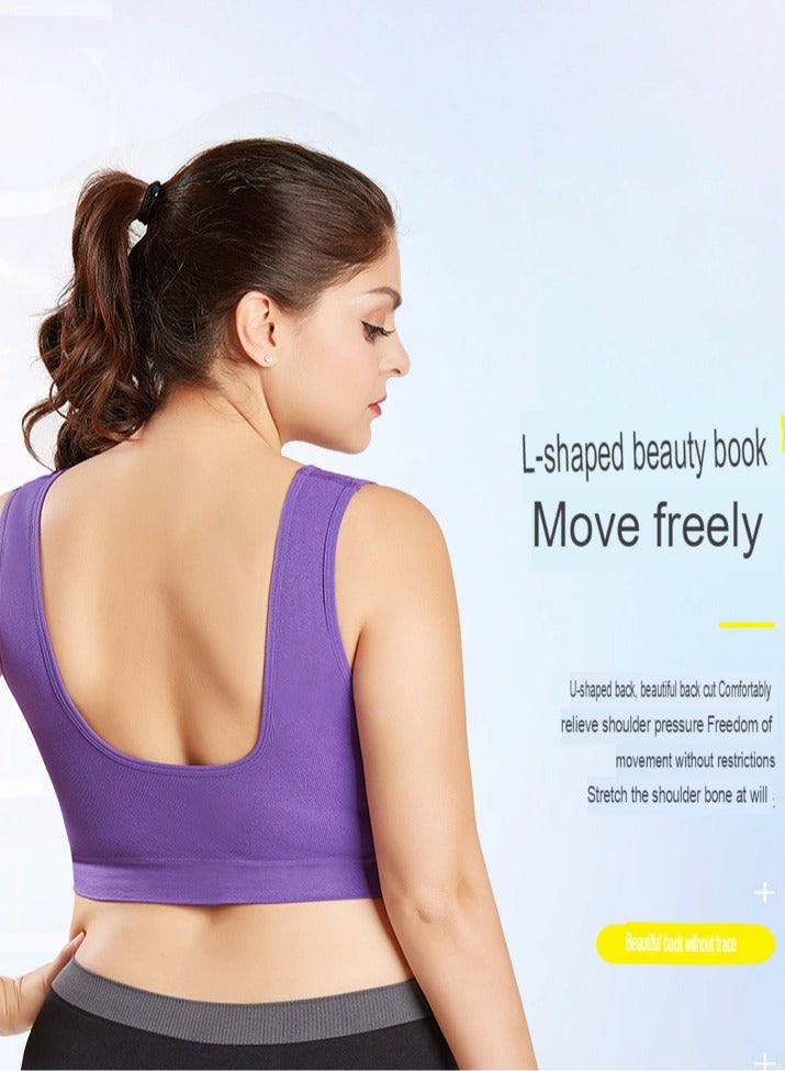 AROAQ Women Sports Bra, Fitness Sports Yoga Bra with Removable Padding,  Double-layer Seamless  Sports Bra without Rims, Comfortable Soft Bra for Workouts Running Yoga Trainings, (Size S, Light Purple)  - Image 3