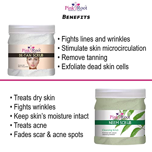 Pink Root De-Tan Scrub 500gm with Neem Scrub 500gm - Image 5