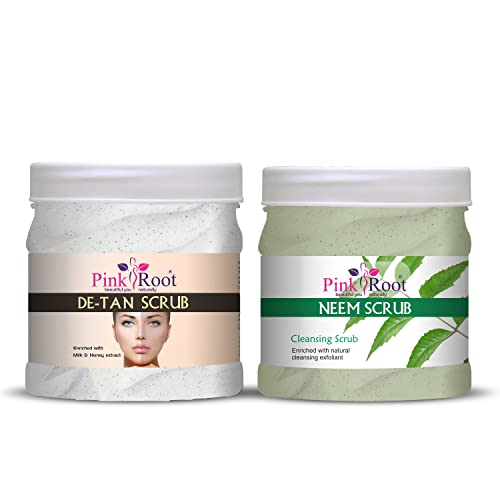 Pink Root De-Tan Scrub 500gm with Neem Scrub 500gm - Image 1