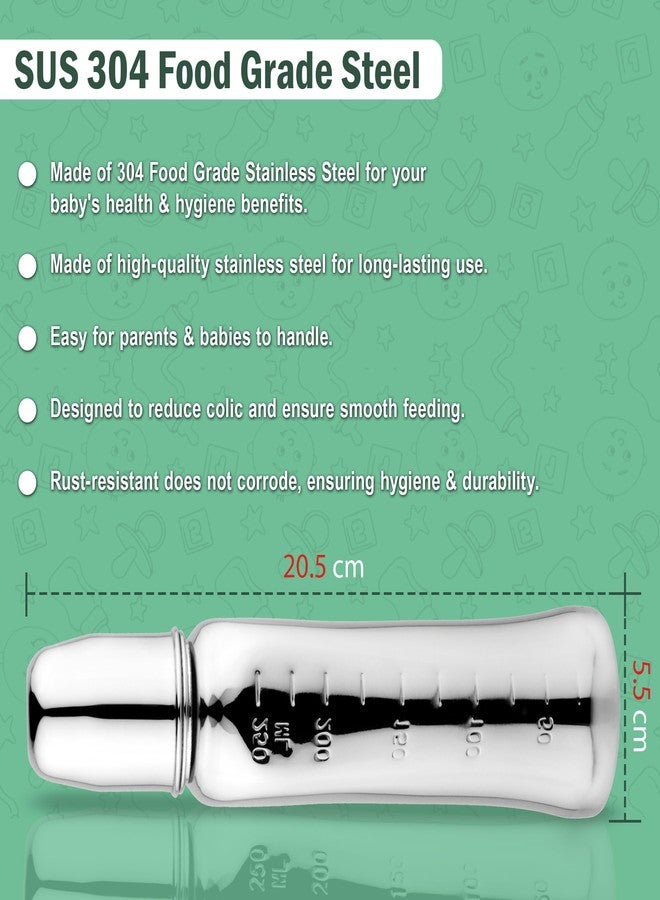 Unify Stainless Steel Baby Feeding Bottle (250 ML) | Flow Nipple Bottles |Sus 304 Grade Milk Drinking Bottle | BPA Free, Anti-Colic, Plastic-Free| Ideal for Newborns (Infant) & Toddlers (Pack of 1) - Image 4