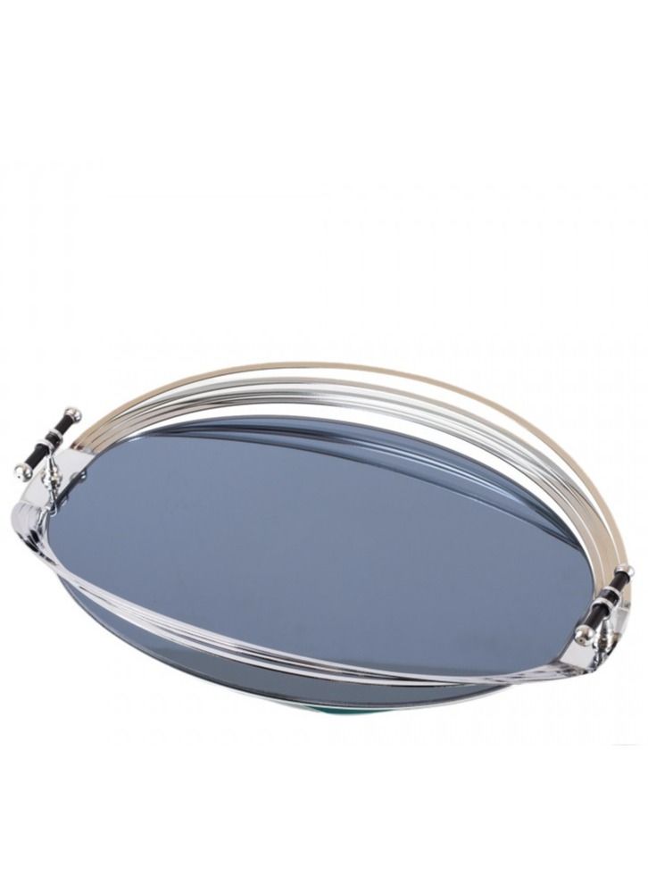 Hic Metal Serving Tray Mirrored Floor Silver Color - Image 1