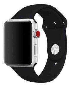Replacement Wrist Strap Designed for Apple Watch Soft Silicone Sport Band 38mm, 40mm, 41mm Compatible with iWatch Apple Watch Series 8/7/SE/6/5/4/3/2/1 Black