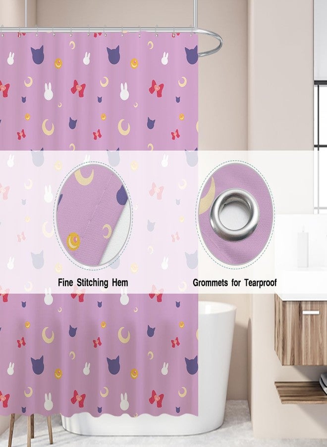 Funnytree Moon Scouts Shower Curtain, Crystal Girls Bathroom Decor, Waterproof Fabric Durable Easy Care Washable, 72"X72"(Hooks Not Included) SC00029-002 - Image 3