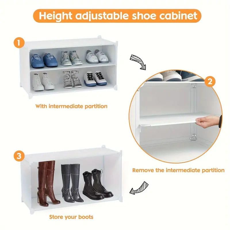 HEMOVIA Plastic Shoe Rack for Home | 6 𝐒𝐡𝐞𝐥𝐟 DIY Shoe Rack with Door for Home Storage Plastic Box Organizer, Metal Door Frame, Chappal Slipper Sandals Stand - Image 4