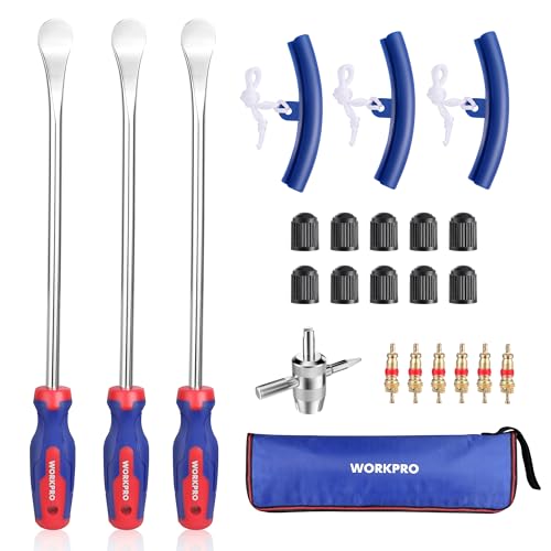 WORKPRO 14.5” Steel Tire Spoons Tool Set, 23-Piece Tire Iron Set with Storage Bag, Tire Removal Tools, Tire Changing Tools, Tire Repair Tools, Tire Levers for Motorcycle, Bicycle, Car and Lawn Mower - Image 1