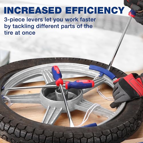WORKPRO 14.5” Steel Tire Spoons Tool Set, 23-Piece Tire Iron Set with Storage Bag, Tire Removal Tools, Tire Changing Tools, Tire Repair Tools, Tire Levers for Motorcycle, Bicycle, Car and Lawn Mower - Image 2