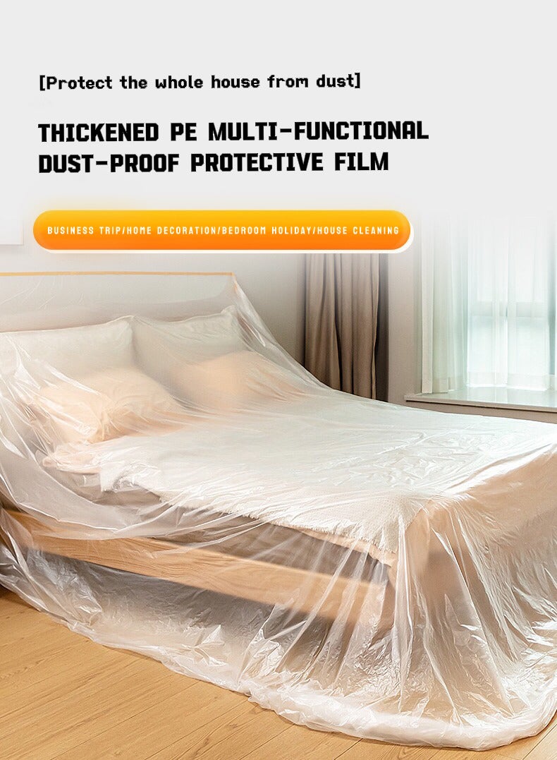 ألعاب تي إن 20x3m ورقة غبار بلاستيكية مقاومة للدموع الثقيلة الحواف اللاصقة ذاتياً مقاومة للماء وقابلة لإعادة الاستخدام أثاث / أرضية / حامي جدار من الدرجة الصناعية ضروري للبناء والنقل والتخزين - Image 3