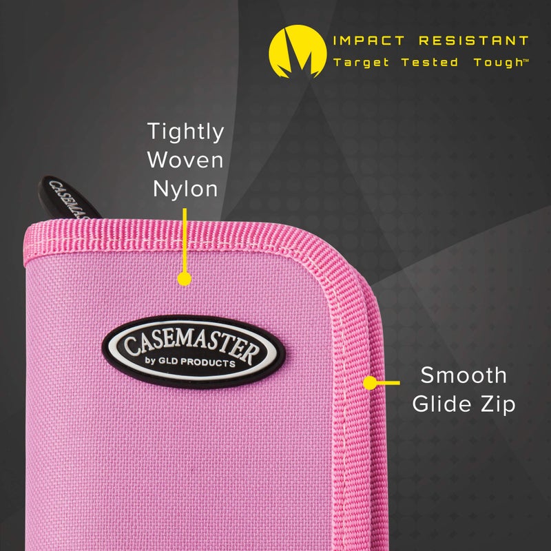Casemaster Deluxe Nylon Dart Case for Steel and Soft Tip Darts, Holds 6 Darts and Features 8 Pockets for Accessories Like Flights, Shafts and Tips, Pink - Image 5