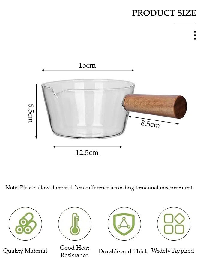 DUNISO وعاء طهي زجاجي، كوب قهوة وحليب زجاجي، قدر زجاجي موقد، مجموعة أواني طهي زجاجية مقاومة للحرارة من البوروسيليكات للباستا، قدر للصلصة آمن للحساء، طعام الأطفال (غطاء غير متضمن) - Image 2