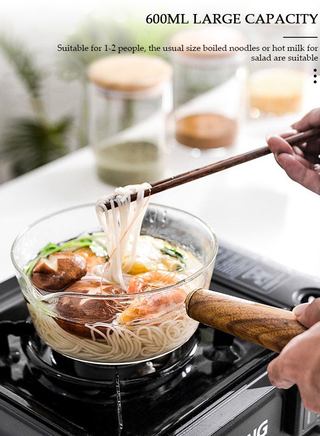 DUNISO وعاء طهي زجاجي، كوب قهوة وحليب زجاجي، قدر زجاجي موقد، مجموعة أواني طهي زجاجية مقاومة للحرارة من البوروسيليكات للباستا، قدر للصلصة آمن للحساء، طعام الأطفال (غطاء غير متضمن) - Image 4