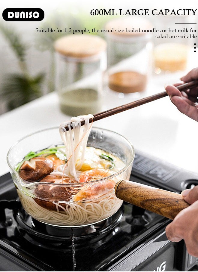DUNISO Glass Cooking Pot,Coffee Milk Cup Glass Saucepan Stovetop Pot,Heat Resistant Borosilicate Glass Cookware Stovetop Pot Set for Pasta ,Saucepan Simmer Pot Safe for Soup, Baby Food(Lid not included)  - Image 5