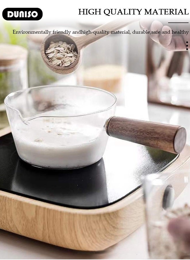 DUNISO Glass Cooking Pot,Coffee Milk Cup Glass Saucepan Stovetop Pot,Heat Resistant Borosilicate Glass Cookware Stovetop Pot Set for Pasta ,Saucepan Simmer Pot Safe for Soup, Baby Food(Lid not included)  - Image 4