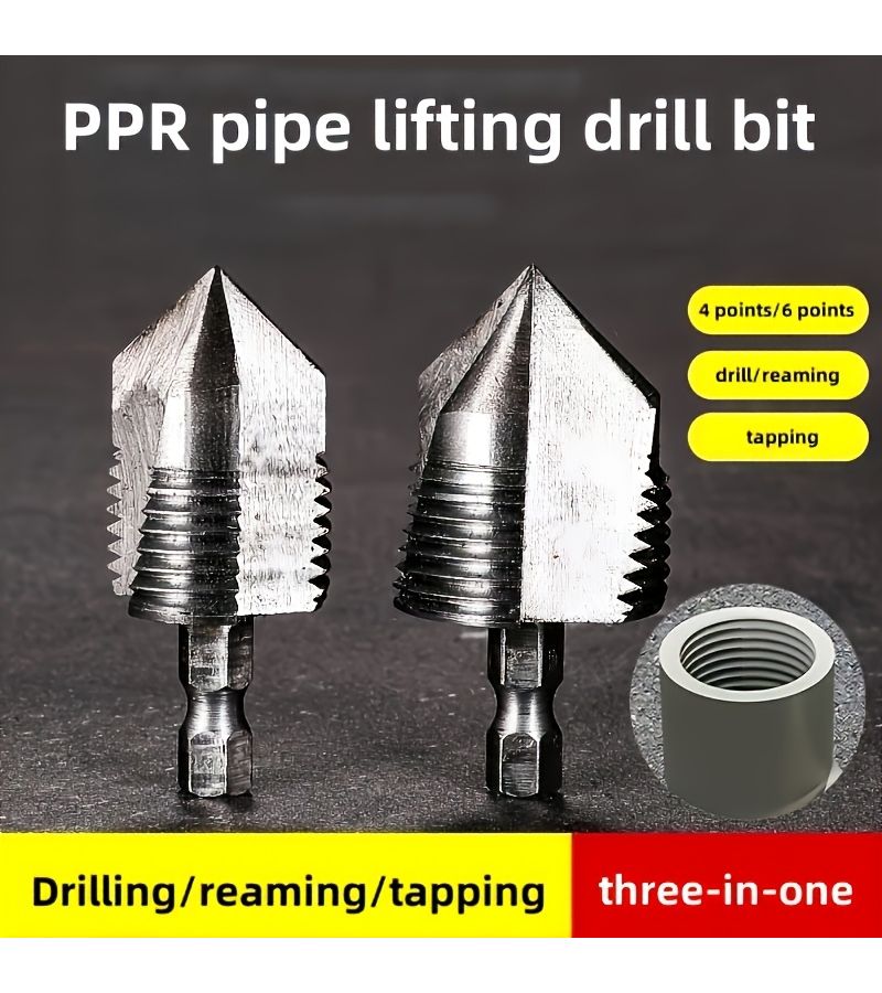 6 Points 25 Tubes Three Flute Threading Drill Bit for PPR Pipe 1 2 3 4 Inch Drilling Reaming Tapping - Image 4