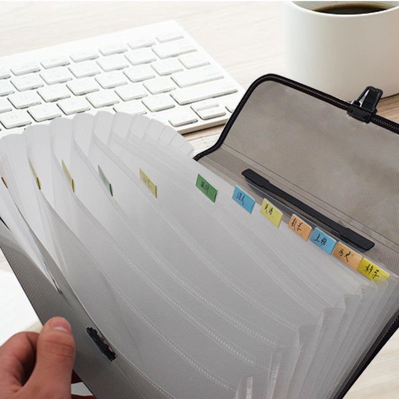 Portable A4 Organ Bag – 13-Cell Plastic Folder for Student Examination Papers - Image 4