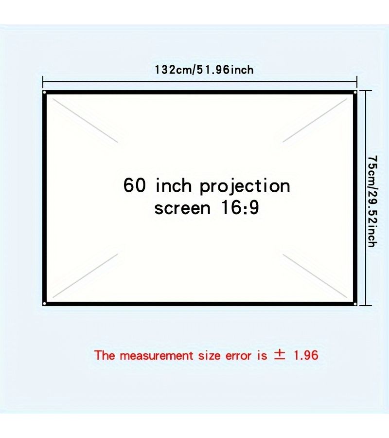 60 Inch 16 9 Ratio Projector Screen Foldable Washable Ironable Essential Home Theater Outdoor Camping - Image 2