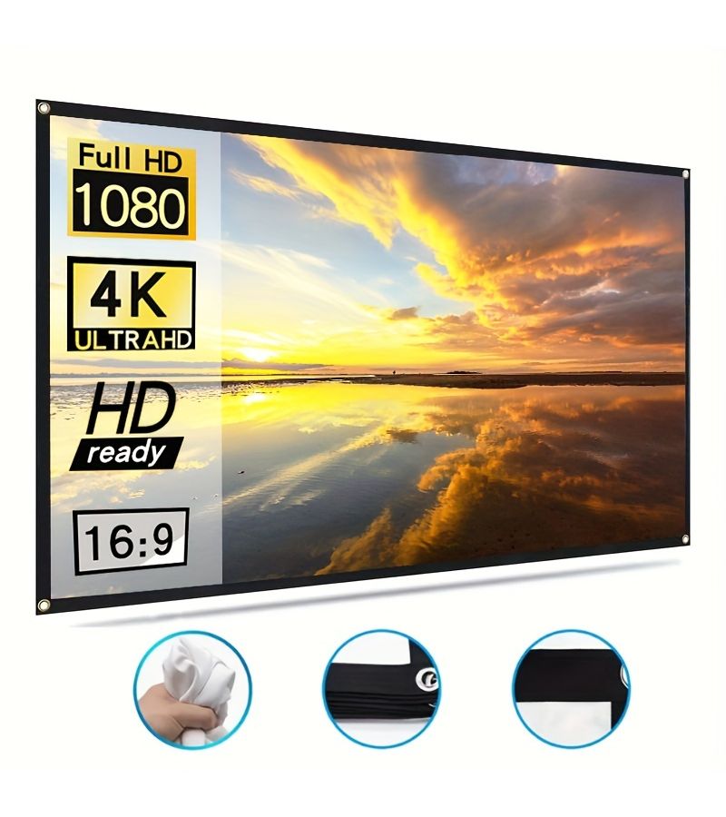 60 Inch 16 9 Ratio Projector Screen Foldable Washable Ironable Essential Home Theater Outdoor Camping - Image 1