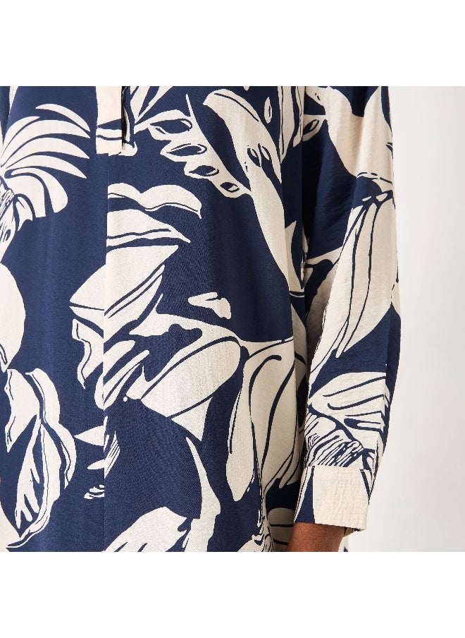 Iconic Iconic All-Over Print Maxi Dress with Collar and Long Sleeves  - Image 4