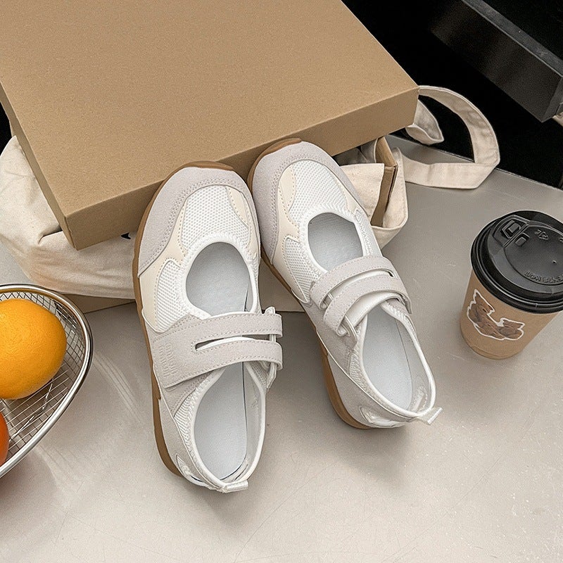 French Style Yellow Shoes Mesh Mary Jane Shoes 2025 Velcro Shallow Top Round Toe Canvas Shoes Single Shoes - Image 5