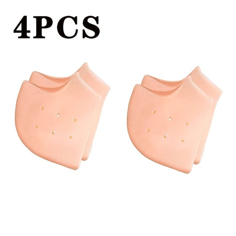 White Set of 4 Heel Guards Soft Breathable Moisturize Feet Prevent Dryness Cracking - Image 2