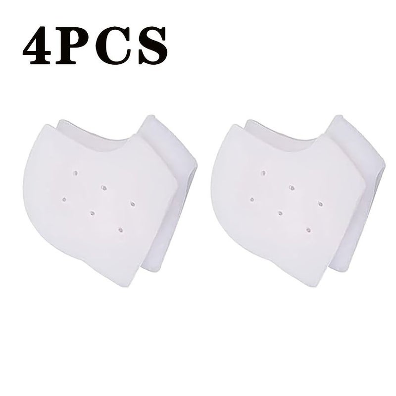 White Set of 4 Heel Guards Soft Breathable Moisturize Feet Prevent Dryness Cracking - Image 1