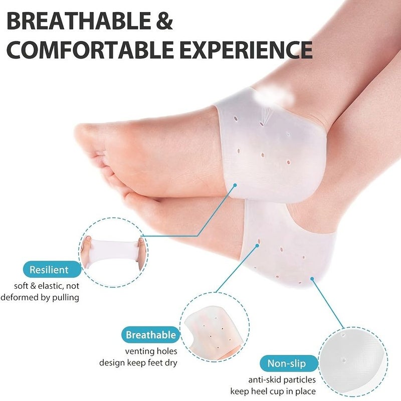White Set of 4 Heel Guards Soft Breathable Moisturize Feet Prevent Dryness Cracking - Image 5