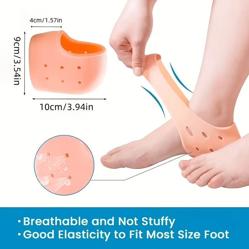 White Set of 4 Heel Guards Soft Breathable Moisturize Feet Prevent Dryness Cracking - Image 4