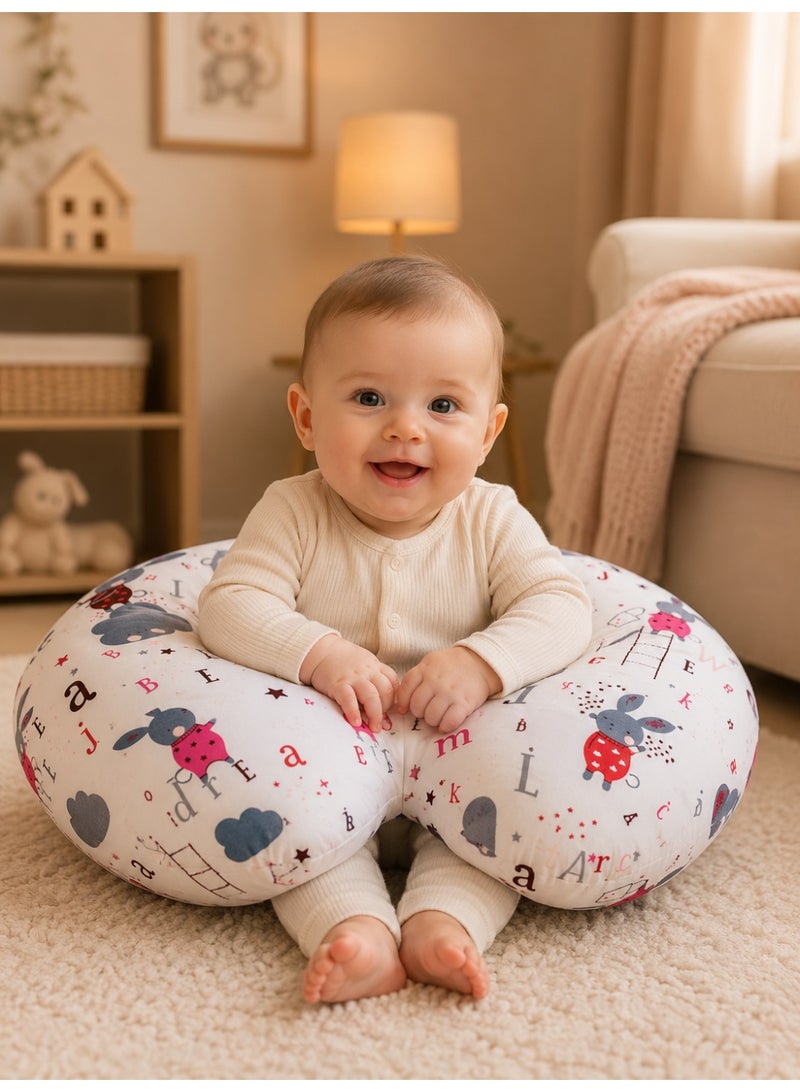 Little Bee Baby Nursing Pillow Breast feeding Nursing Pillow and Positioner for Babies, Feeding Support for Mom & Baby, Tummy Time Pillow, for Breastfeeding & Bottle feeding Nursing Pillow (Bunny Multicolour) - Image 4