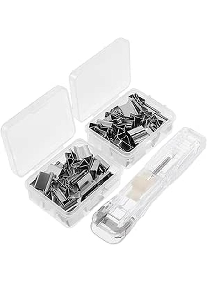 Reusable Stapler Push Clip Desktop Paper Clip Dispenser For Office Document Binding White - Image 1